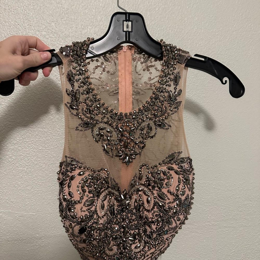Alyce Paris Beaded Prom Dress in Pink and Brown